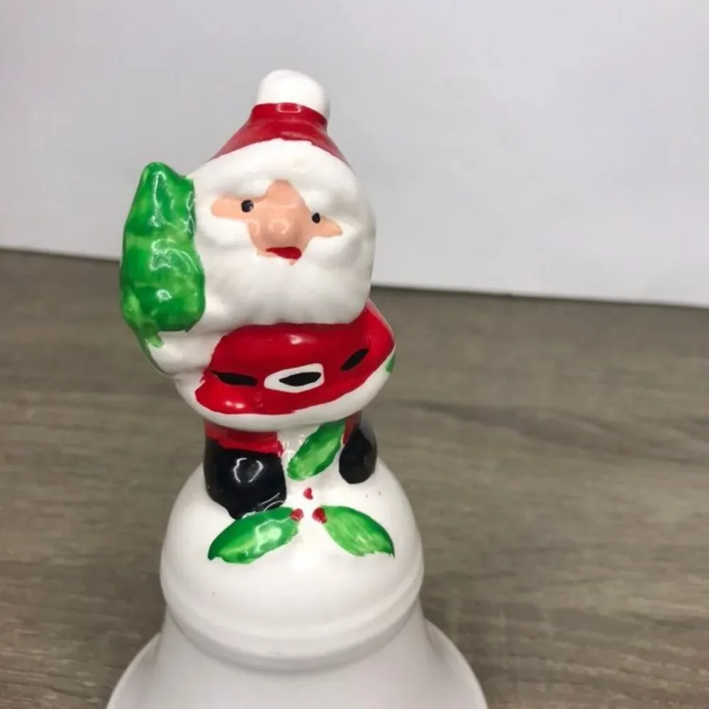 Vintage Santa Claus Christmas Ceramic Dinner Bell NIB